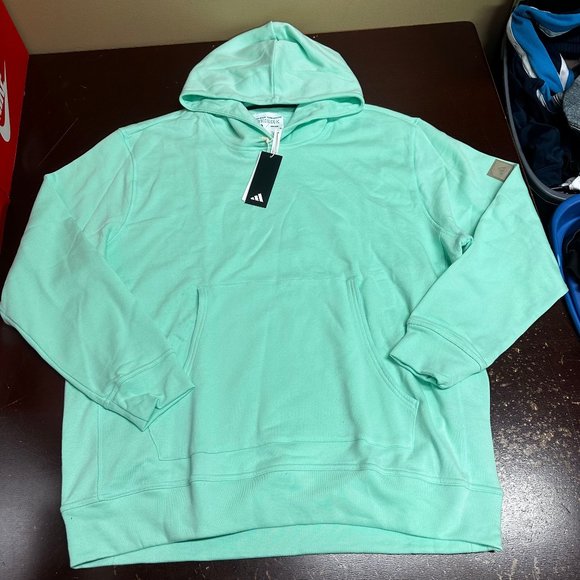 Adidas Mens Mint Adicross Long Sleeve Pullover Hooded Golf Sweatshirt Size XL - Picture 1 of 4